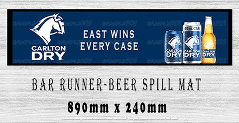 CARLTON DRY Aussie Beer Spill Mat (890mm x 240mm) BAR RUNNER Man Cave Pub Rubber