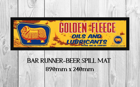 GOLDEN FLEECE-OILS & LUBRICANTS Aussie Beer Spill Mat (890mm x 240mm) HALF BAR RUNNER Man Cave Pub Rubber