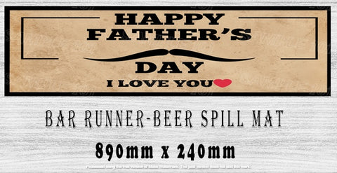 FATHER'S DAY Aussie Beer Spill Mat (890mm x 240mm) BAR RUNNER Man Cave Pub Rubber