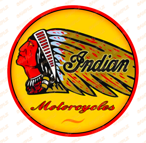 INDIAN MOTORCYCLES RED Retro/ Vintage Round Metal Sign Man Cave, Wall Home Décor, Shed-Garage, and Bar