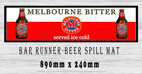 MELBOURNE BITTER Aussie Beer Spill Mat (890mm x 240mm) HALF BAR RUNNER Man Cave Pub Rubber