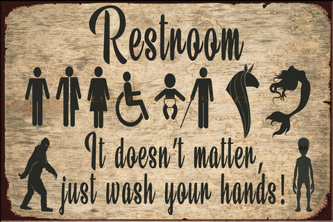 RESTROOM-DOESN'T MATTER Vintage Retro Rustic Garage Wall Man Cave Metal Sign