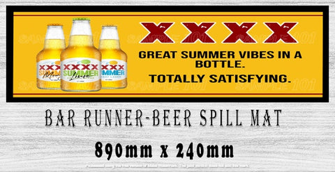SUMMER VIBES Aussie Beer Spill Mat (890mm x 240mm) BAR RUNNER Man Cave Pub Rubber