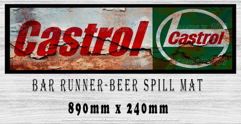 CASTROL Aussie Beer Spill Mat (890mm x 240mm) BAR RUNNER Man Cave Pub Rubber