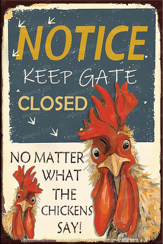 CHICKENS SAY Vintage Retro Home Wall Chicken Poster Décor Bar Wall Tin Metal Signs