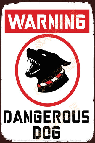 DANGEROUS DOG Rustic Look Shed Garage Indoor Outdoor Plaque Warning Metal Sign
