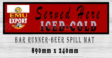 EMU EXPORT BLACK Aussie Beer Spill Mat (890mm x 240mm) BAR RUNNER Man Cave Pub Rubber