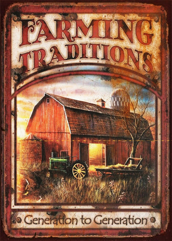 OLD TRACTOR FARMHOUSE Rustic Look Vintage Tin Metal Sign Man Cave, Shed-Garage & Bar