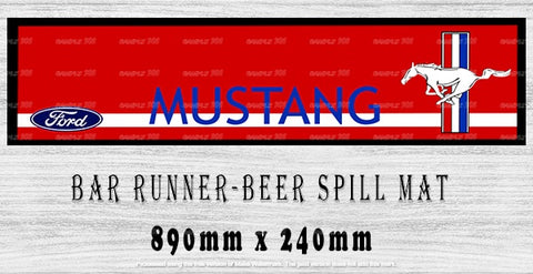 FORD MUSTANG Menu Bar Runner (890mm x 240mm) Home Cafe Shop Barware Bar Mat