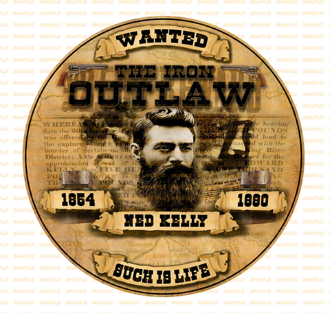IRON OUTLAW Retro/ Vintage Round Metal Sign Man Cave, Wall Home Décor, Shed-Garage, and Bar