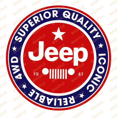 ICONIC JEEP Retro/ Vintage Round Metal Sign Man Cave, Wall Home Décor, Shed-Garage, and Bar