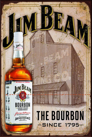 JIM BEAM-THE BOURBON Vintage Retro Rustic Garage Man Cave Metal Sign