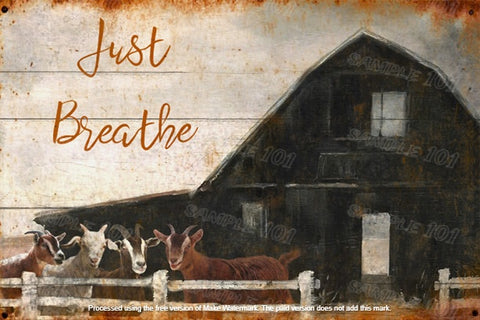 JUST BREATHE Retro Home Bathroom Farmhouse Barn Decorative Wall Rustic Look Tin Metal Signs