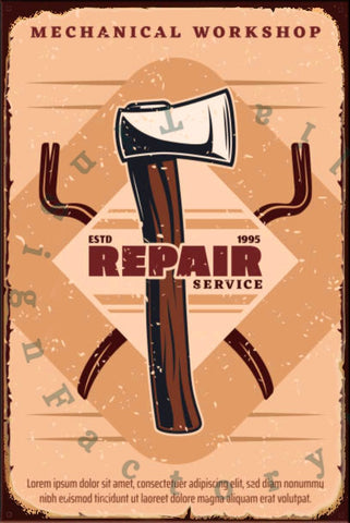 MECHANICAL SERVICE Rustic Look Vintage Shed-Garage and Bar Man Cave Tin Metal Sign