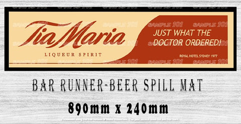 TIA MARIA Menu Bar Runner (890mm x 240mm) Home Cafe Shop Barware Bar Mat