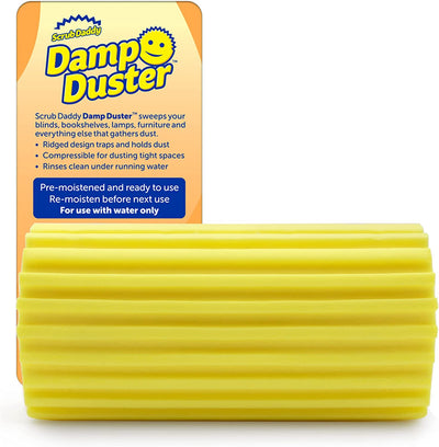 SCRUB DADDY Damp Duster, Dust Cleaning Sponge, Window Blind Cleaning,  Silver