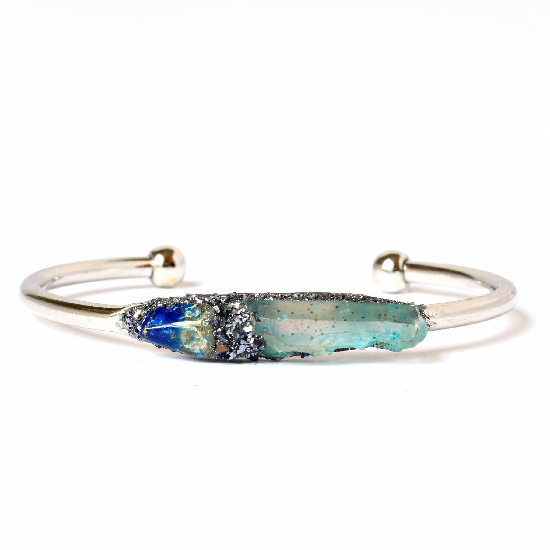 Lapis Lazuli and Aqua Aura Quartz Bracelet - Lea Spirit