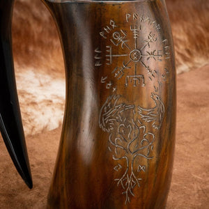 Burnt Horn Tumbler With Brass Rim & Base - Norse Spirit