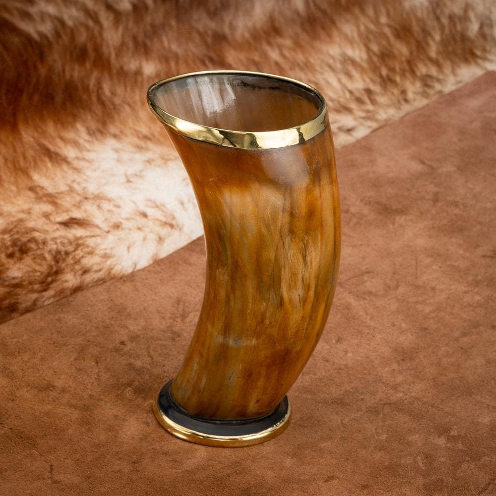 Burnt Horn Tumbler With Brass Rim & Base - Norse Spirit