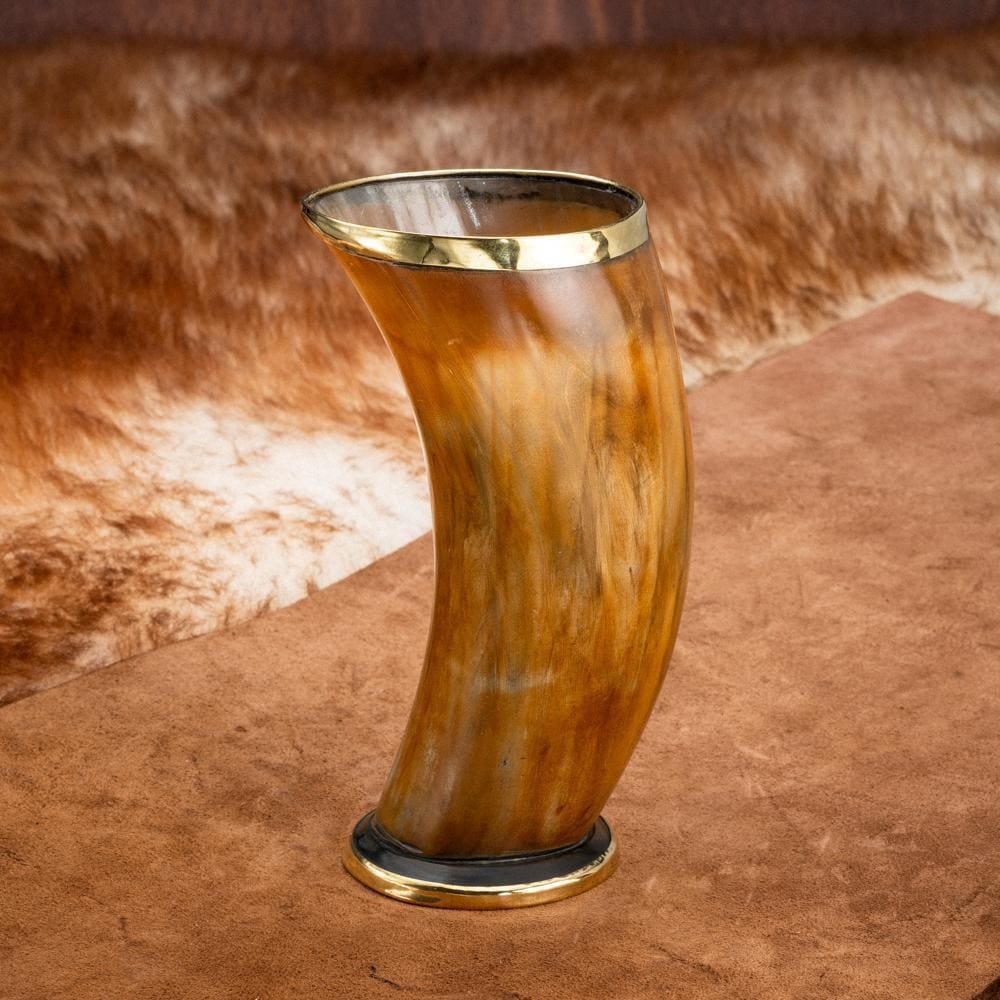 Burnt Horn Tumbler With Brass Rim & Base - Norse Spirit