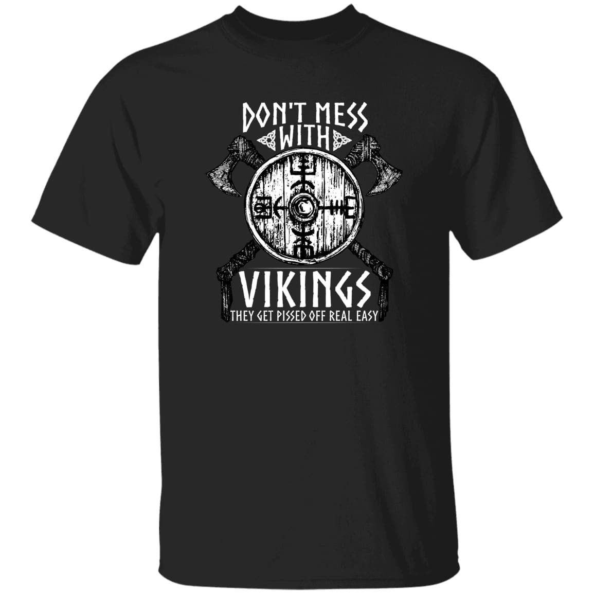 Norse Spirit Don’t Mess with Vikings Black T-Shirt Black / 2XL