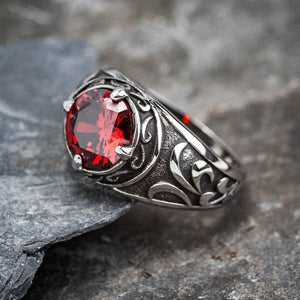 RED STONE CROSS SIGNET RING – SEVEN50