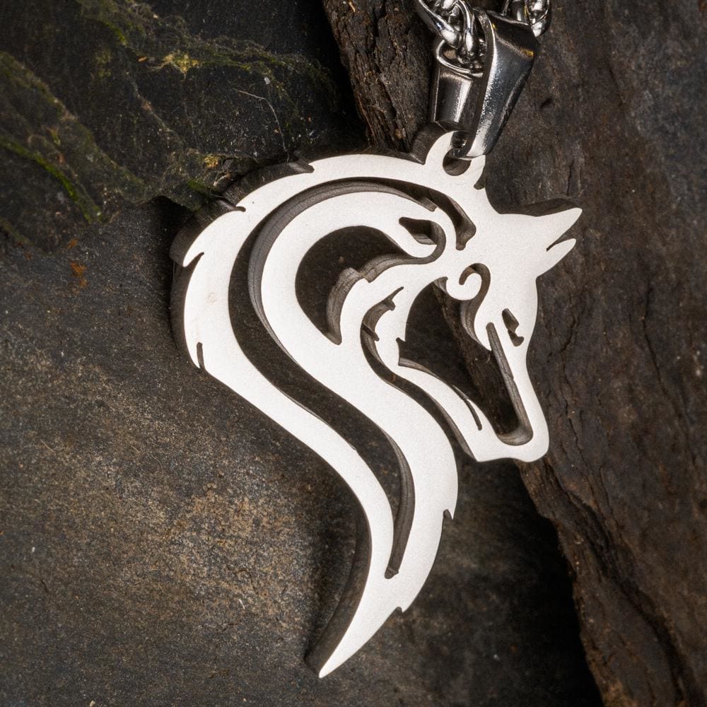 Norse Spirit Stainless Steel Wolf Head Keychain