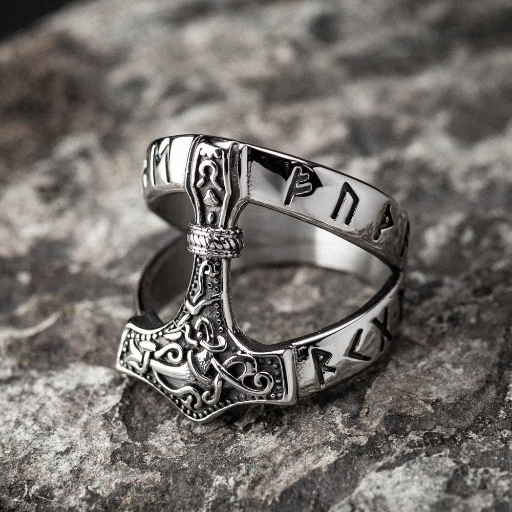 viking thor's hammer ring stainless steel