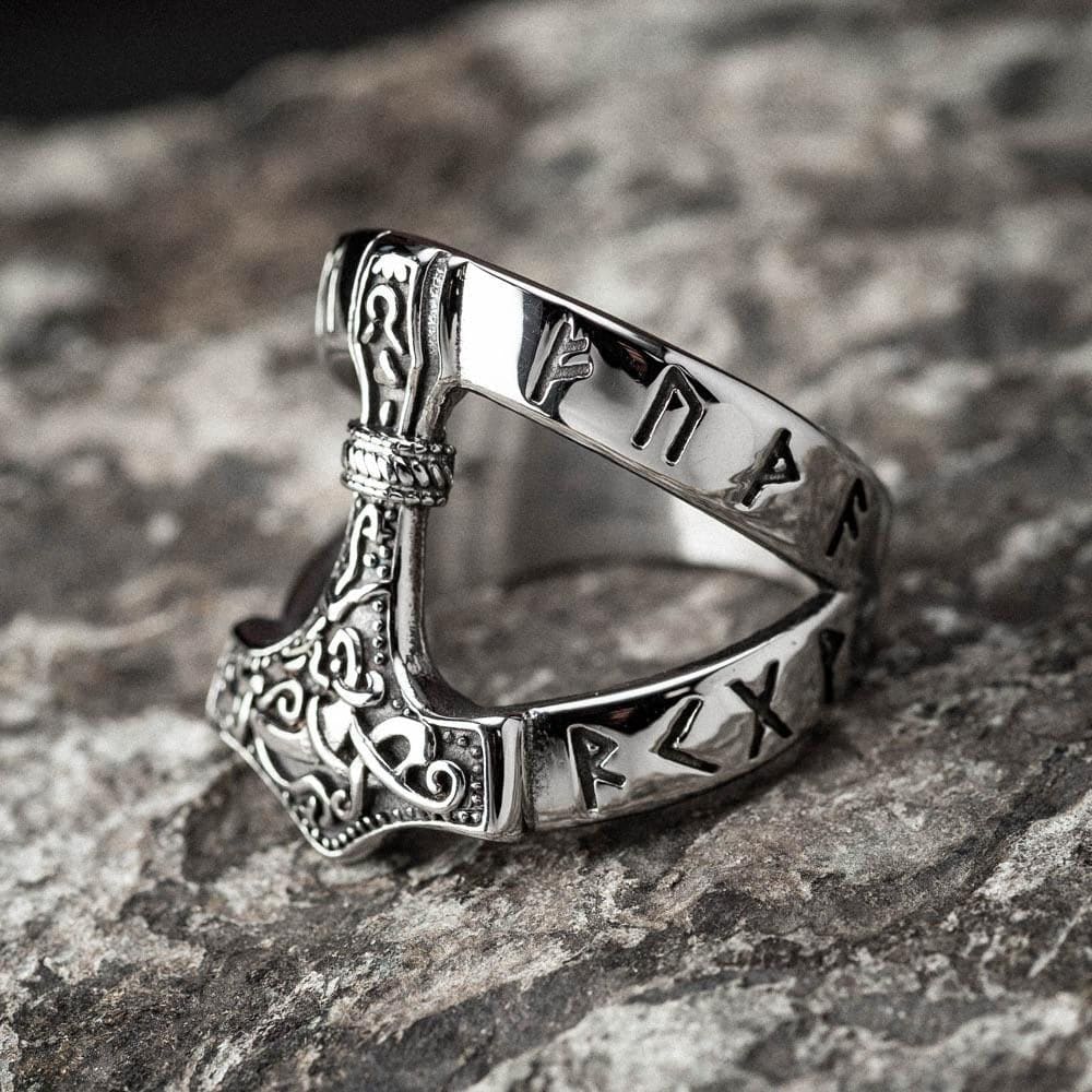 viking thor's hammer ring stainless steel