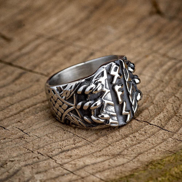 Stainless Steel Triple Rune Ring - Norse Spirit