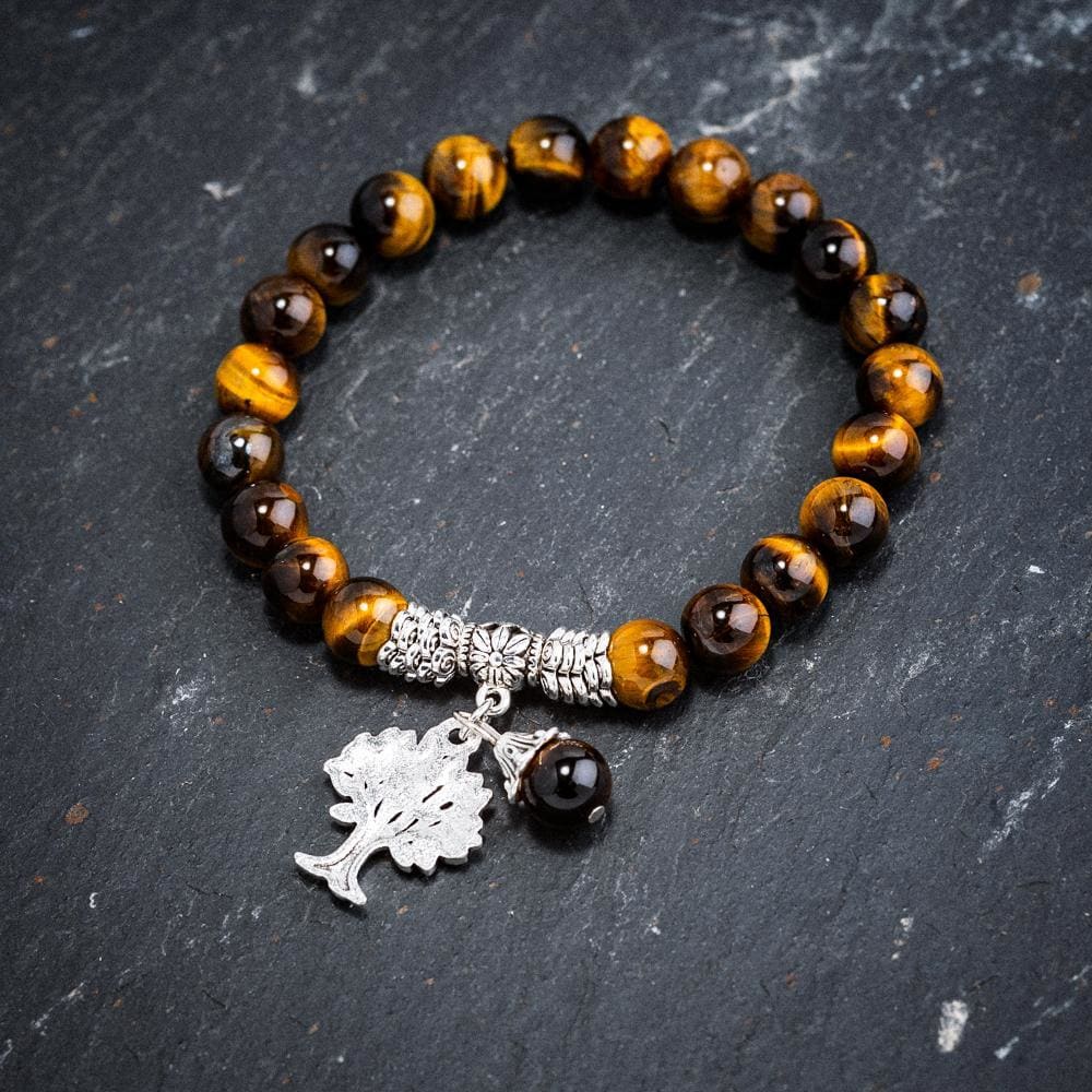 Handmade Tiger's Eye Japanese Spiritual Bracelet - With Custom Solid Walnut  Box