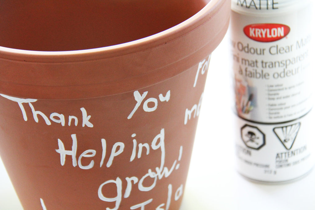 DIY Painted ceramic pot gift