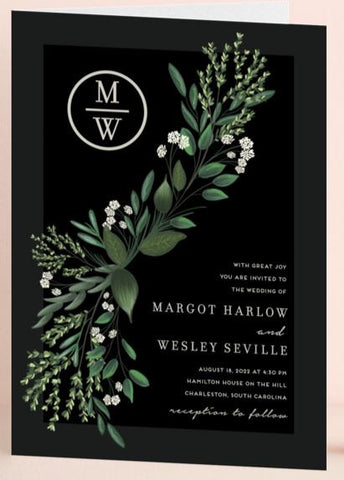 Elegant black wedding invitations