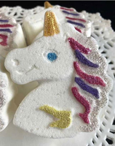 cute unicorn head bath bombs