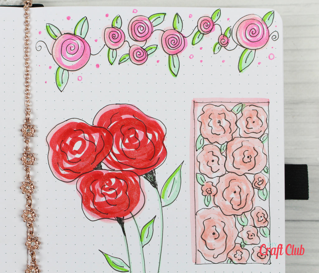 hand drawn rose doodle elements