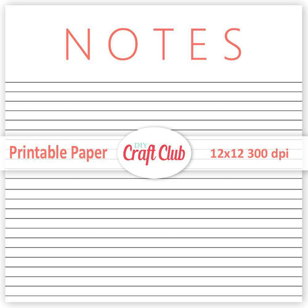 plain lined note paper to print