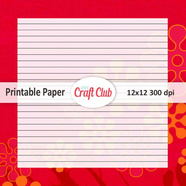 red floral lined paper to print