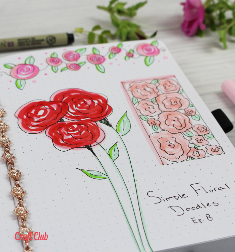 how to doodle and draw roses easy tutorials