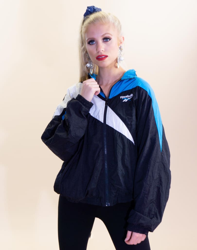 80s reebok throwback classic style vintage windbreaker jacket