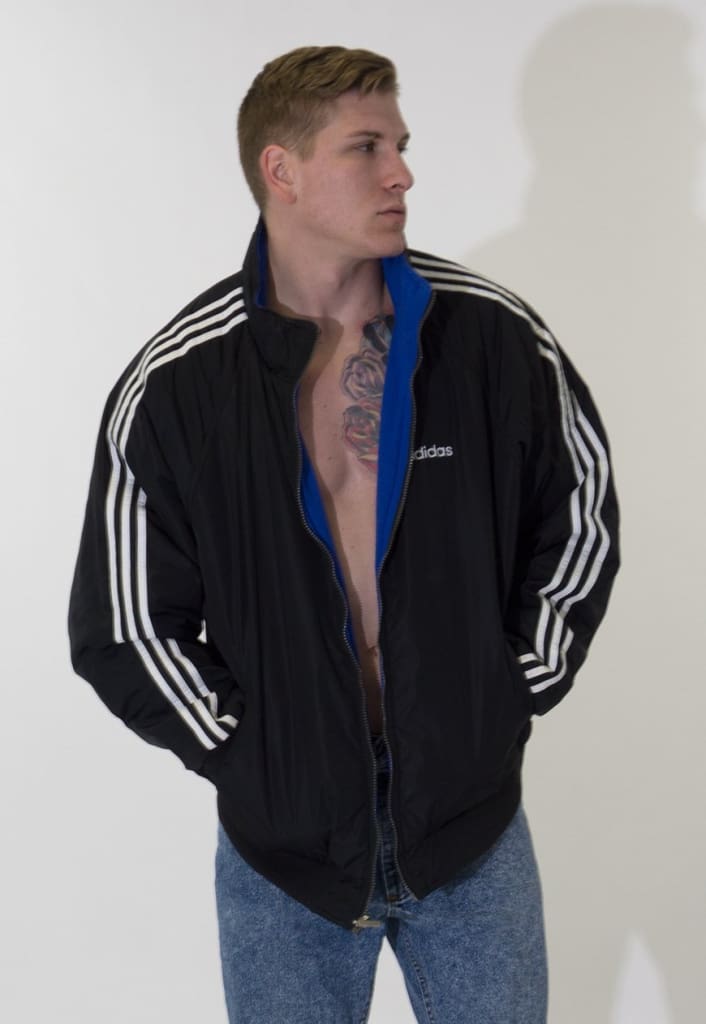 adidas jacket with logo on sleeves