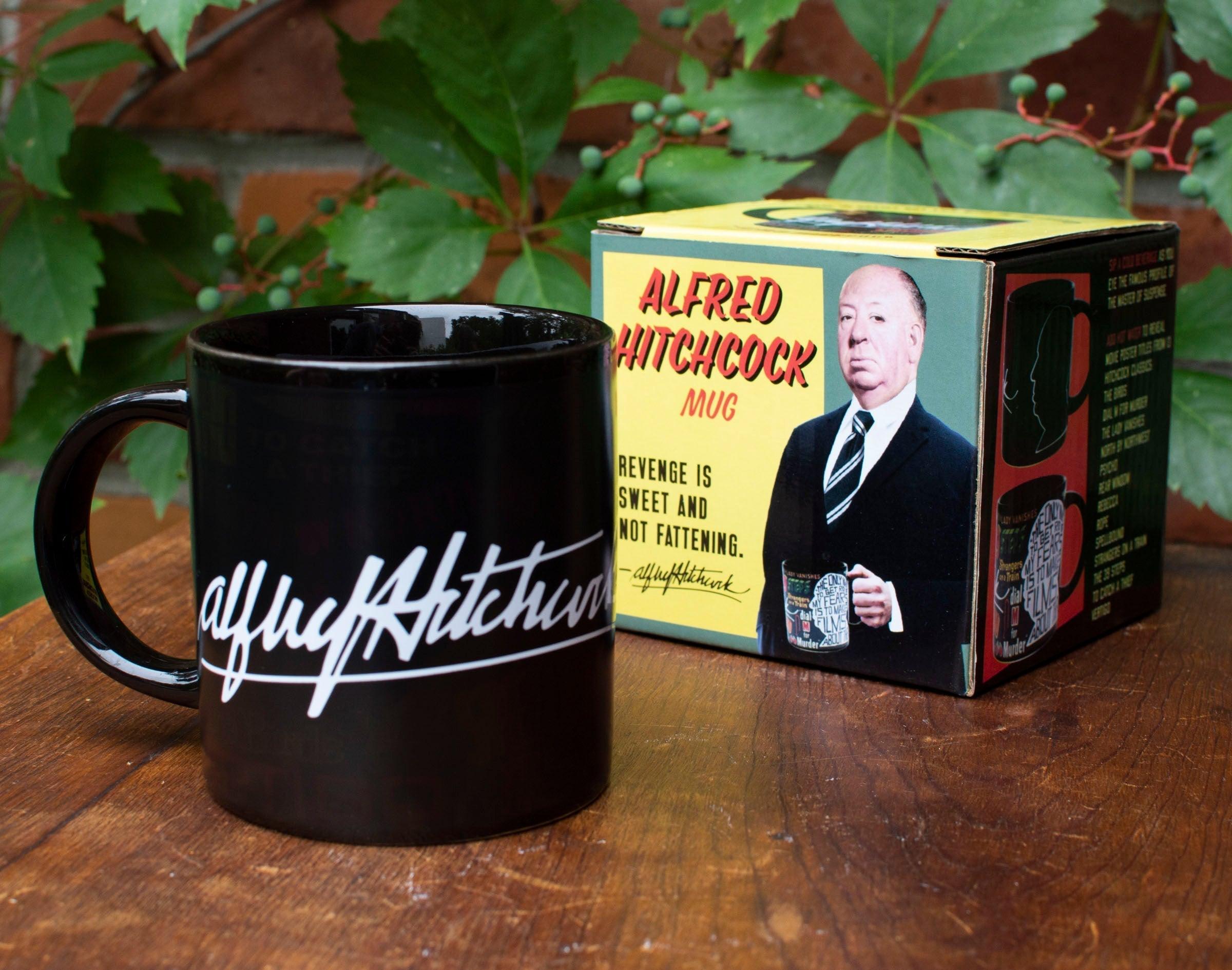 Product photo of Alfred Hitchcock Heat-Changing Mug, a novelty gift manufactured by The Unemployed Philosophers Guild.