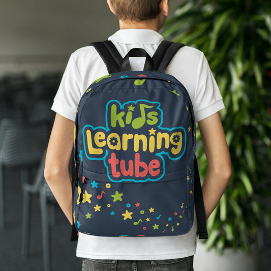 Kids Learning Tube Logo Drawstring Bag (Navy)