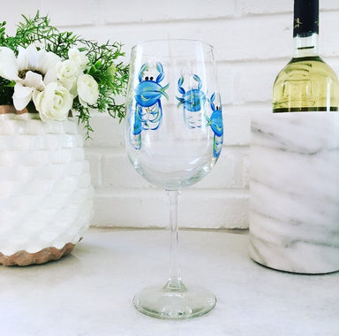 Pretty Blue Fish Hand Painted Wine Glasses, Beachy Housewarming Gift