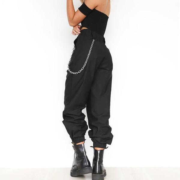 High Waist Cuffed Harem Pant with Chain – Speak