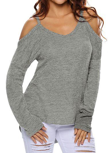 Giana - Cold Shoulder Long Sleeve Knitted Sweater – Speak
