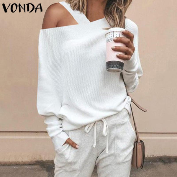 Janet - Sexy Cold Shoulder Pullover Sweater