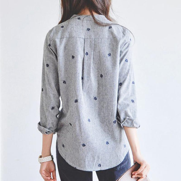 Leaf - Embroidered Button-Up Blouse – Speak