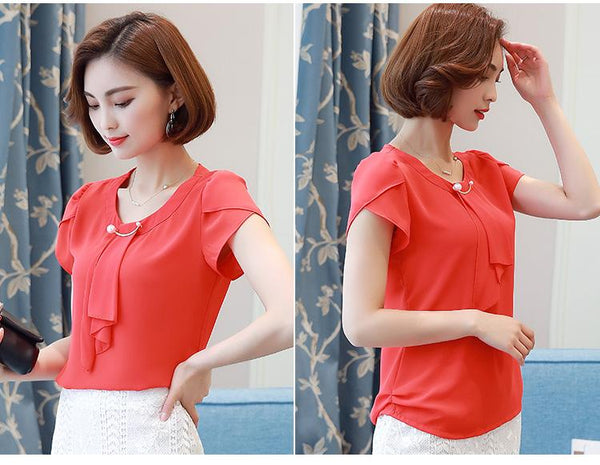 Kalia - Short Sleeve Chiffon Blouse – Speak