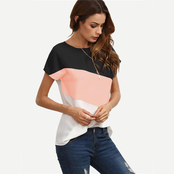 Flashbang - Color Block Short Sleeve Blouse – Speak