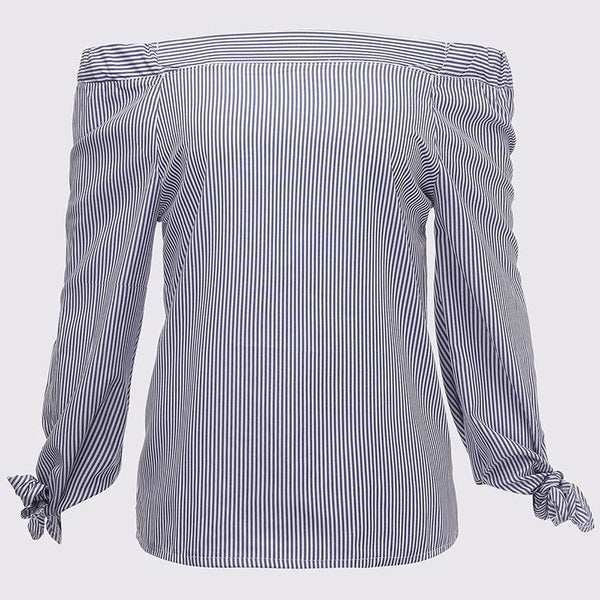 Slash Neck Striped Blouse – Speak